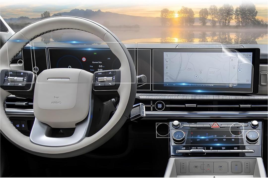 CDEFG (8Pcs for 2024 2025 2026 Hyundai Santa Fe Screen Protector, 12.3 Inch Touch Screen Split 4Pcs + Left Display+ A/C, Santa Fe (SE, SEL, XRT, Limited, Calligraphy) Accessories Nano Film
