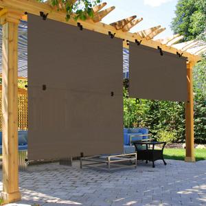 6'Wx6'H Patio Shades Roll Up Outdoor 240GSM Foldable Roller Shades Exterior Porch Blinds Sun Screen for Outside Deck Pergola Balcony, Brown