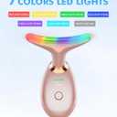 SDKWDH Red Light Therapy for Face and Neck, 7 Color Face Massager Tool for Wrinkles, Double Chin, Vibrating Facial Massager with Thermals for Skin Care, Rose Gold