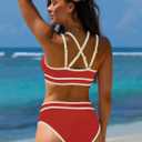 popvil Women's High Waisted Bikini Sets Neon Two Piece 2026 Swimsuit Sporty Adjustable Straps Bathing Suit (Red, Small)