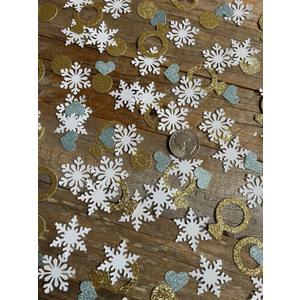 8 x 100PCS Snow In Love Bridal Shower Bachelorette Party Table Scatter,Diamond Ring And Snowflake Confetti for Winter Bridal Shower Decorations,Snow In Love Engagement Party Decor