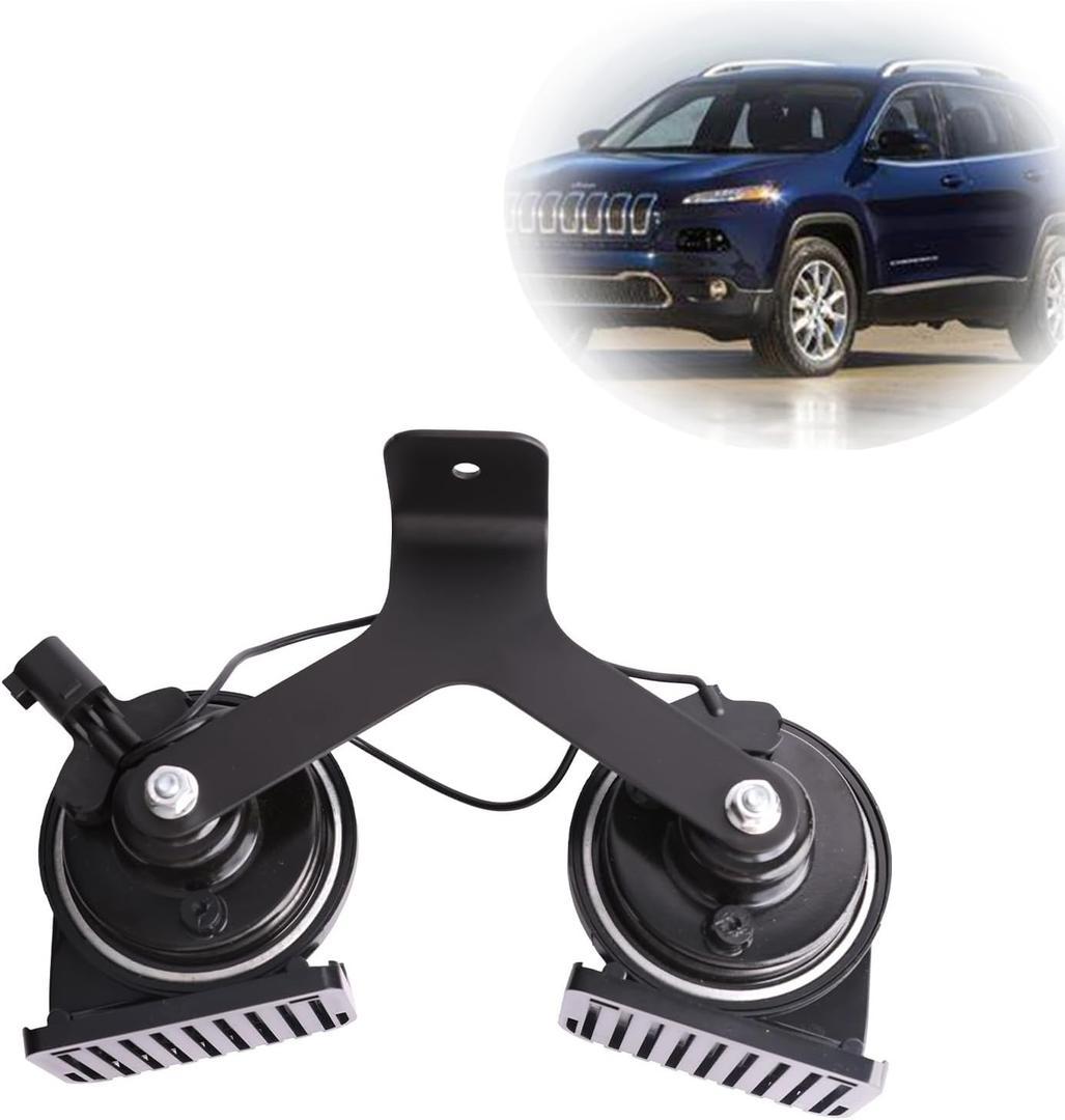 MITZONE Dual Horn Assembly With Bracke Compatible with Jeep Cherokee Grand Cherokee 2014 2015 2016 2017 2018 2019