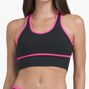 Juicy Couture High Support Sports Bra Top Contrast Piping and Cut Out Detail L Black