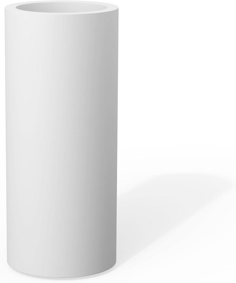 Kante 23.6 Inch Tall Cylindrical Planter, Large Round Plant Pots with Drainage Hole, Made with Concrete, Suitable for Indoor Outdoor Plants, Home Decor, White