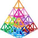 Beicarin 204 Pcs Magnetic Building Sticks Blocks Toys, 2.3" Length Magnet Educational Stacking Toys Set for Kids and Adult, STEM Building Toy 3D Non-Magnetic Balls with Storage Bag