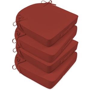 Basic Beyond Outdoor Cushions for Patio Furniture: Waterproof & UV Resistant Outdoor Chair Cushions Set of 4-19 x 19 x 3 Inch Thick Patio Chair Cushions with Adjustable Ties & Handle, Brick Red