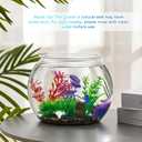 1 Gallon Plastic Betta Fish Bowl with 6 Pcs Artificial Plastic Plants and 500g Decorative Gravel, Betta Fish Tank and Decoration Accessories Small Large Bowl Ornaments Starter Kit