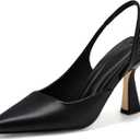 Coutgo Womens Slingback Stiletto High Heels Closed Pointed Toe Pumps DOrsay Sexy Office Dress Shoes (10, Blackpu)