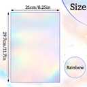 Clabby 36 Sheets Holographic Sticker Paper A4 Vinyl Holographic Laminate Sheets Self Adhesive Waterproof Transparent Film, 11.7 x 8.3 inches(Colorful)
