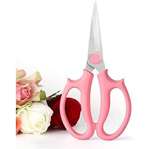 Leize Flower Scissors, Premium Thickened Stainless Steel Floral Shears, Strong Pruner for Flowers, Branches and Leaves (Pink Slender)