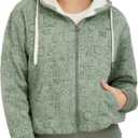 Billabong Women's Full Zip Oversized Sherpa Lined Hoodie Jacket (Green, XL)