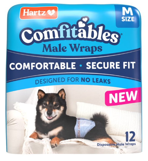 Hartz Comfitables Disposable Male Dog Wraps with Stretchy Waistband, Medium 12 Count