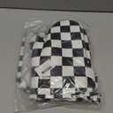 Black White Check Plaid Oven Mitts Pot Holders Set Silicone Kitchen Gloves Black and White Checkered Plaid Potholders Non-Slip Heat Resistant for Chef Baking Cooking 4 pcs Kitchen Mitts