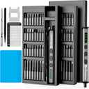 Daxiongmao Mini Electric Screwdriver, 70-in-1 Small Cordless Screwdriver  64 S2 Precision Bits, 5 Torque Settings, 4 LED Lights, Ideal Repair Tool Kit for Camera, Laptop, PC and Electronics (Blue)