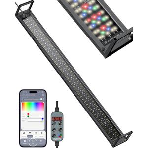 Pawfly Aquarium Light for Plants, 42 W Bluetooth Fish Tank Light, Full Spectrum Aquarium Lights for 48"-54" Fish Tanks, Extendable 24/7 LED Lights with Timer Modes & Adjustable Brightness