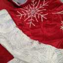 XAMSHOR Red Christmas Tree Skirt 48 Inches Snow Sequin Embroidery with White Trim Border Decor for Xmas Holiday Party Ornaments