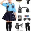 QUJQOM Police Costume for Girls Kid Halloween Costumes Police Officer Cosplay Outfit Toddler Cop Costume Set with Accessories 7-8Y