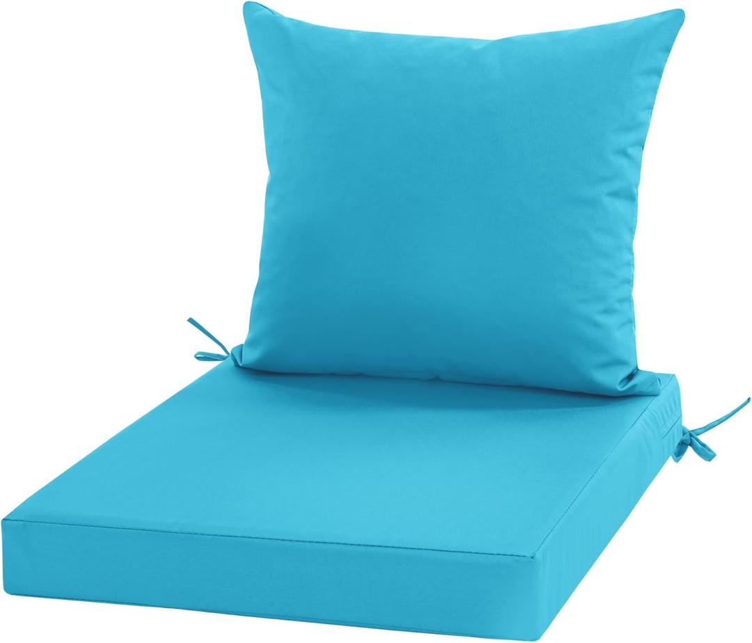 Outdoor Chair Cushions, Waterproof Outdoor Cushions for Patio Furniture w/Fade-Resistant, Removable & Machine-Washable Covers, 19x19 Inch, Ideal for Seat in Gardens/Porch Set of 1, Teal