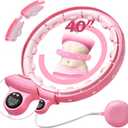 Humixx Infinity Hoop for Adult Weight Loss, 2 in 1 Smart Fitness Hoop with Counter & Detachable Knots, Weighted Exercise Fit Hoop Suitable for Women and Kids, Pink