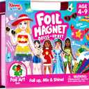 JOVA Klever Kits Foil Magnet Dress-Up Kit, 2-in-1 Fashion DIY Craft for Kids Paper Dolls for Girls Ages 4 5 6 7 8 9 Travel Activity Birthday Gifts with Display Box