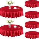 Homiest 6 Pack 60 Inch / 5ft Round Tablecloth Satin Table Cover, Red Table Cloth Overlay for Wedding Reception Graduation Banquet