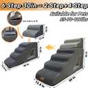 dog stairs for small dogs to 30 inches high beds, 6 step dog ramp stair for 18-36 inches couch-bed,pet stairs for small old meduim large dogs cats,Non-Slip balanced 6 tiers ladder, 75 pounds Studry 33D