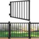 Deck Fence Gate Outdoor, 38 Gate for 42 Deck, Black Heavy Duty Steel Anti-Rust Door with Cuttable Width (Up to 48"), Metal Gate for Residential, Yard, Patio, with Hinges and Latch