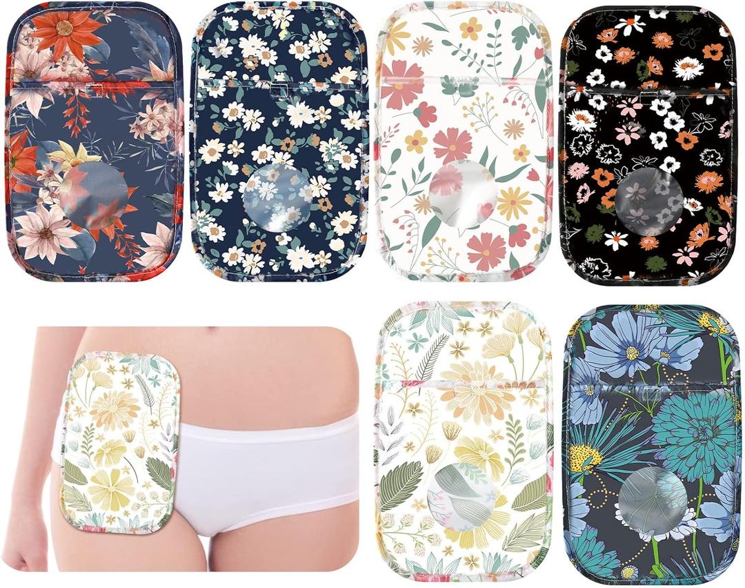 Sosation 6 Pieces Ostomy Bag Covers Waterproof Ostomy Shower Cover Stretchy Lightweight Colostomy Bags Covers Shower Wraps with Opening for Women Men Ileostomy Care Protector Odor Reducing Supplies