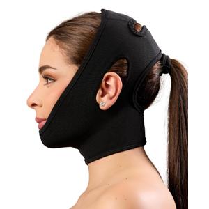 Shape Concept 301 Chin Strap Support Band Neck Bandage Face Chin High Compression (Large, Black)