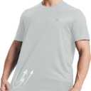 Roadbox Men's UPF 50+ Swim Shirts, UV Sun Protection Rash Guard Short Sleeve, Surfing Hiking Fishing Beach Quick Dry T-Shirts (Gray, XXL)