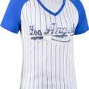 Womens City Baseball Fans V Neck Cage Raglan T-Shirts (XXXL)