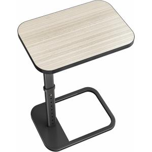 Driftwood Grey TV Tray Table, Adjustable Height & Rounded Metal Corners, Snack Table for Couch, Sofa, Bed, Chair, Living Room, C Shaped End Side Table for Eating, Dinner or Laptop, Small Spaces