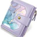 Simikol Women Leather Wallet RFID Blocking Small Bifold Zipper Pocket Wallet Card Case Purse with ID Window, Gradient Marble