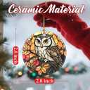 3 x Christmas Ornaments, Dodosky 2.8in Ceramic Owl Ornament, Xmas Decor, Christmas Tree Ornaments, Xmas Decorations for Tree, Holiday Ornament, Gifts for Owl Lovers, Gifts for Women, Men