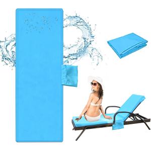Outdoor Chaise Lounge Cushion Covers Only (Not Includes Cushion), 80x26x3 Inch Patio Cushion Slipcovers Waterproof Anti-Slip Lounge Chair Replacement Cover with Zipper Ties (Sky Blue)