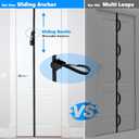 FITKIT Door Sliding Anchor Straps with Movable Multi Points for Resistance Bands & Suspension Straps, Workout Wall Attachment for Home Gym, Fits 6-8 ft Doors