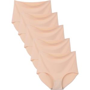 Bolivelan 5 Pack Women's Seamless Hipster Panties Invisible High Waist No Show Ladies Bikini Underwear (Nude)