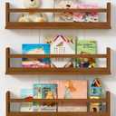 Harwaya Floating Nursery Book Shelves Wall Mounted, Wooden Wall Bookshelf for Kids Room, Dark Wood Hanging Book Shelf for Baby Toddler Childrens Bedroom (24 Inch, Walnut Brown, Set of 3), 23.6 Inch