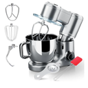Kitchen Stand Mixer with Attachments – 6.8QT Electric Cake Mixer, 660W Copper Motor, 6-Speed Bread Dough Mixer with Bowl, Hook – Baking & Kneading Mixer, Silver