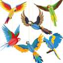 9 x 6 Pieces Tropical Birds Honeycomb Paper Cutouts Hanging Parrot Hawaiian Luau Tropical Party Decorations for Summer Beach Jungle Safari Rainforest Theme Birthday Party Home Classroom Decor Supplies