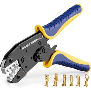 Haisstronica Crimping Tool for Non-Insulated Open Barrel Terminals Receptacles,AWG 20-10 Ratchet Wire Crimper Tool,Wire Terminal Crimper HS-5327