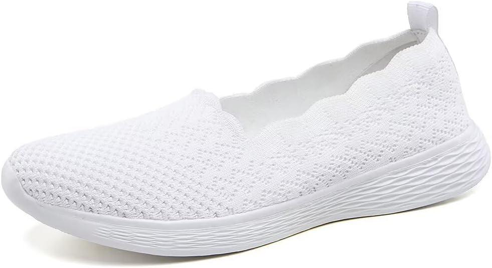 poemlady Women's Slip on Loafer Shoes - Mesh Casual Ballet Flat Nurse Walking Sneakers Knit Round Toe Casual Memory Foam Shoes (7)