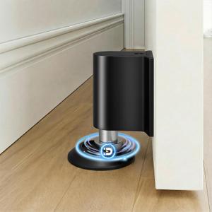 AIMAXINKE Magnetic Door Stoppers, Magnet Door Stop - Stainless Steel Door Catch, Retractable Bottom of Door Holder Suits Gaps Within 1.4" Keep Door Open, No Drill 3M Adhesive & Screws - Black 1Pack