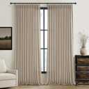 Pinch Pleated Warm Beige Sheer Curtains 102 Inches Long for Sliding Glass Doors 2 Panels Set, Burlywood Birch Flax Linen Light Filtering Window Drapes with Hooks for Kids Room 40"W x 102"L Inch Length