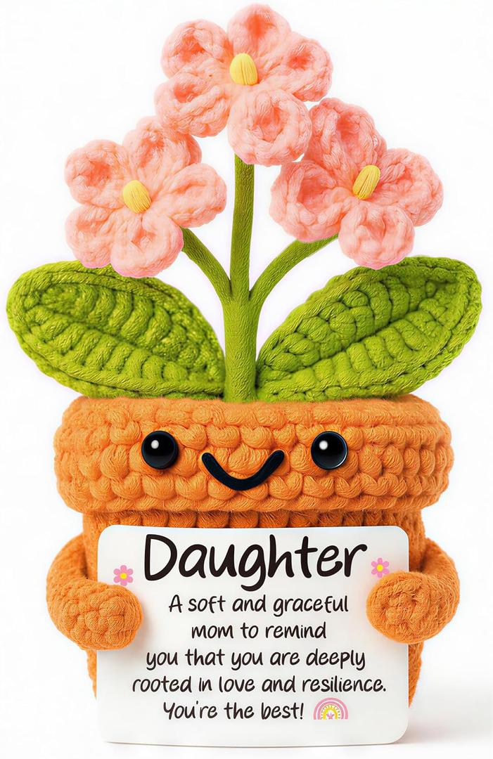 Positive Crochet Forget-Me-Not Thank You Gift for Women Coworker Teacher Handmade Appreciation Inspirational Retirement Christmas Thanksgiving Gift