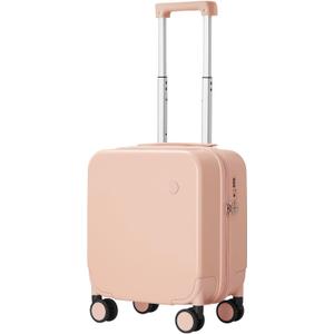 mixi 14 Inch Underseat Luggage Carry on Suitcase Free Boarding Personal Item Suitcases with Spinner Wheels Hardshell Lightweight PC for Short Travel, Pink