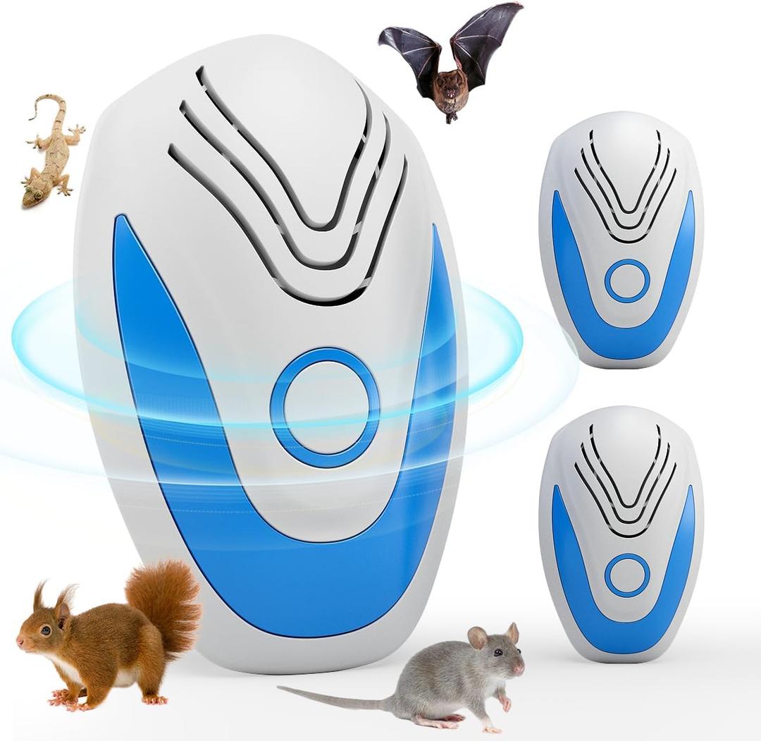 2025 Upgraded Ultrasonic Pest Repeller 2 Pack Set, Multi-Frequency Ultrasonic Repellent for Mice, Rats, Rodents, Roaches, Mosquito, Bugs, Ant, Spider, Insect Control, Electronic Plug-in Pest Deterrent