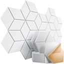 Dailycooper 12 Pack Self-adhesive Acoustic Panels 12" X 10" X 0.4" - Sound Proof Foam Panels with High Density, Stylish Y-Lined Design, Flame Resistant, Absorb Noise and Eliminate Echoes(White)