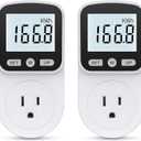 2 Pack Watt Meter Power Meter Plug Home Energy Monitor Electricity Usage Monitor, Electrical Usage Monitor, Energy Voltage Amps Meter Tester with Backlight, Overload Protection, 8 Display Modes (White)