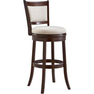 Ball & Cast Upholstered Swivel Pub Stools 29" Seat Height Kitchen Bar Stool Chair, Cappuccino & Taupe White, Set of 1